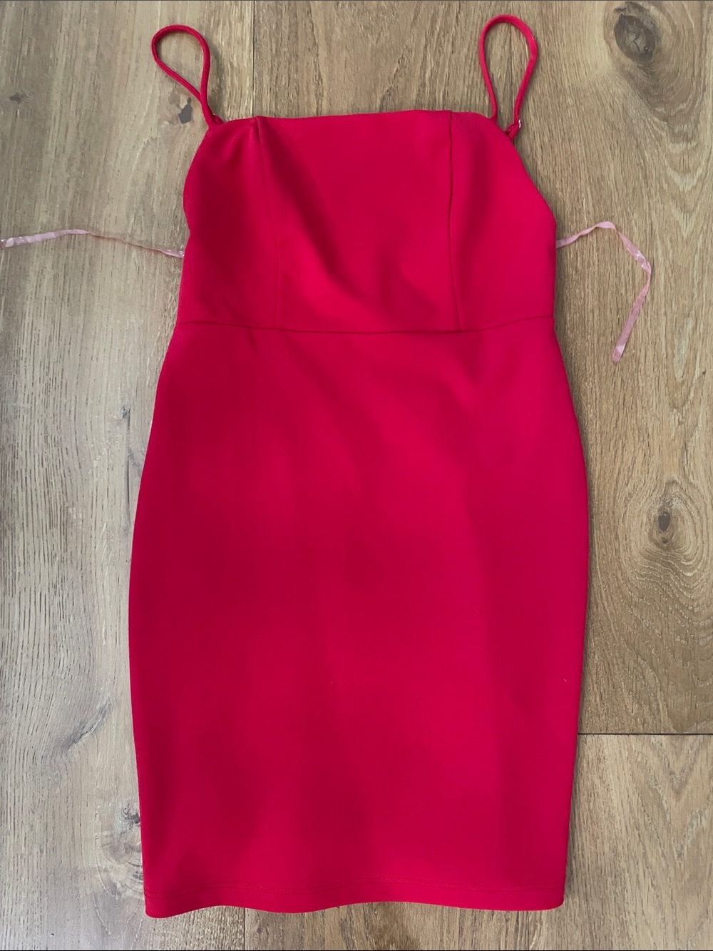 The Impeccable Pig Red Spaghetti-Strap Lined adjustable Mini Dress